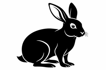 rabbit silhouette line art vector illustration with a white background