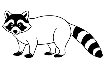 raccoon silhouette line art vector illustration with a white background