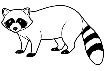 raccoon silhouette line art vector illustration with a white background