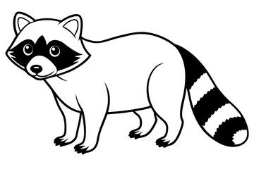 raccoon silhouette line art vector illustration with a white background