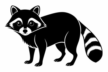 raccoon silhouette line art vector illustration with a white background