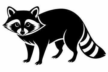 raccoon silhouette line art vector illustration with a white background