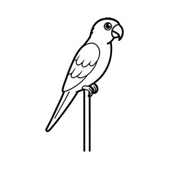 Parrot perched on a branch line art vector