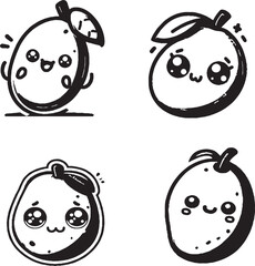 Cute Mango Emojis – Fun and Whimsical Fruit Illustrations