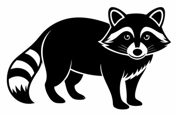 raccoon silhouette line art vector illustration with a white background