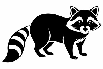raccoon silhouette line art vector illustration with a white background