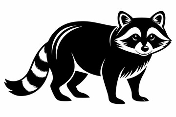 raccoon silhouette line art vector illustration with a white background