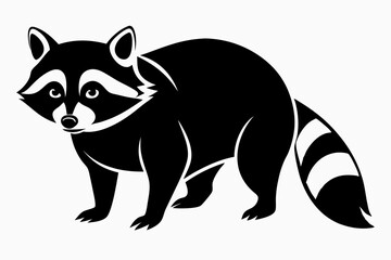 raccoon silhouette line art vector illustration with a white background