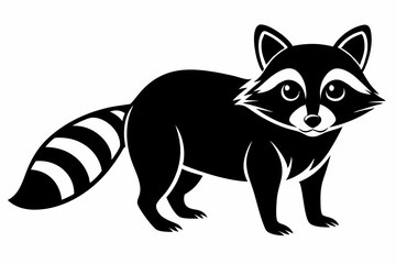 raccoon silhouette line art vector illustration with a white background