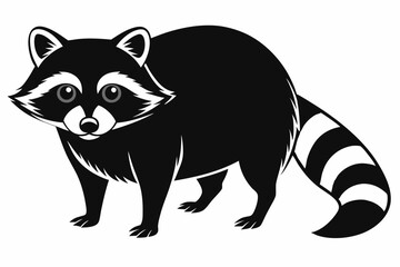 raccoon silhouette line art vector illustration with a white background