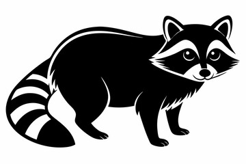raccoon silhouette line art vector illustration with a white background
