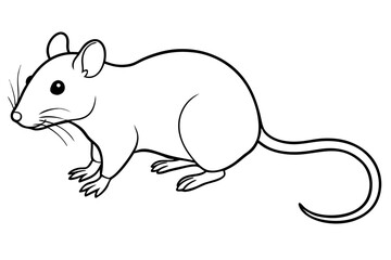 rat silhouette line art vector illustration with a white background