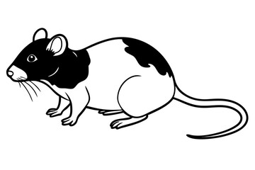 rat silhouette line art vector illustration with a white background