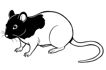 rat silhouette line art vector illustration with a white background