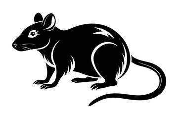 rat silhouette line art vector illustration with a white background
