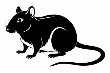 rat silhouette line art vector illustration with a white background
