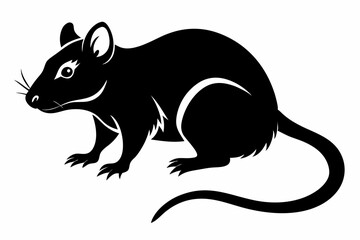 rat silhouette line art vector illustration with a white background