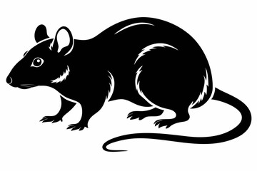 rat silhouette line art vector illustration with a white background