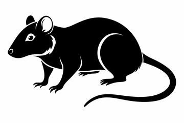 rat silhouette line art vector illustration with a white background