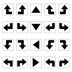 Way direction arrow sign. Arrow different shapes in modern simple flat style for web design.