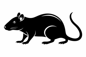 rat silhouette line art vector illustration with a white background