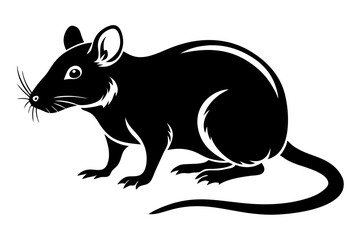 rat silhouette line art vector illustration with a white background
