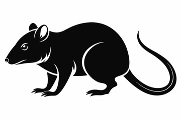 rat silhouette line art vector illustration with a white background