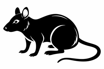rat silhouette line art vector illustration with a white background