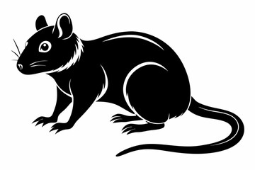 rat silhouette line art vector illustration with a white background