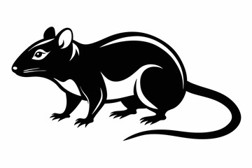 rat silhouette line art vector illustration with a white background