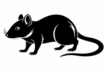 rat silhouette line art vector illustration with a white background