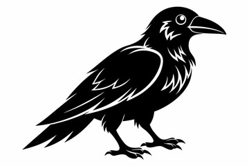Fototapeta premium raven silhouette line art vector illustration with a white background