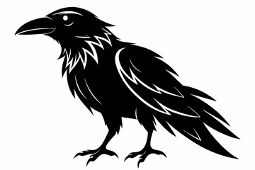 Fototapeta premium raven silhouette line art vector illustration with a white background
