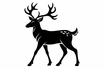 reindeer silhouette line art vector illustration with a white background
