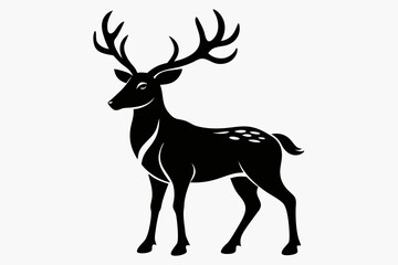 reindeer silhouette line art vector illustration with a white background