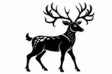 reindeer silhouette line art vector illustration with a white background