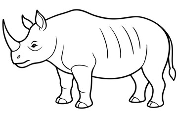 rhinoceros silhouette line art vector illustration with a white background