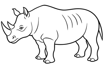 rhinoceros silhouette line art vector illustration with a white background