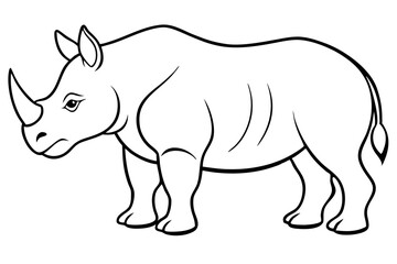 rhinoceros silhouette line art vector illustration with a white background