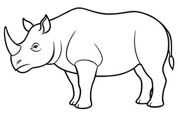 rhinoceros silhouette line art vector illustration with a white background