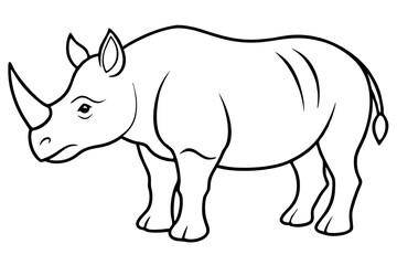 rhinoceros silhouette line art vector illustration with a white background