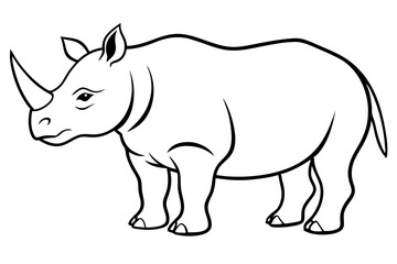 rhinoceros silhouette line art vector illustration with a white background