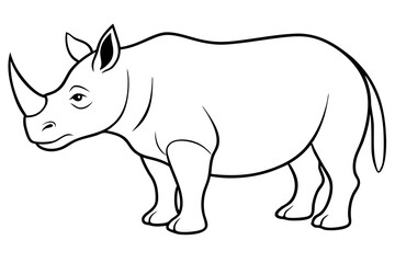 rhinoceros silhouette line art vector illustration with a white background