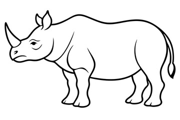 rhinoceros silhouette line art vector illustration with a white background