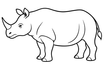 rhinoceros silhouette line art vector illustration with a white background