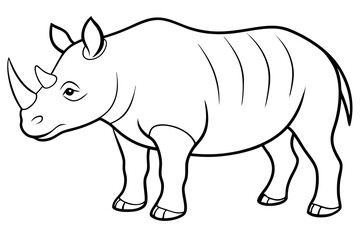 rhinoceros silhouette line art vector illustration with a white background