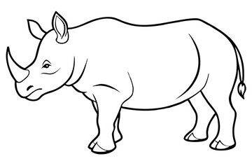 rhinoceros silhouette line art vector illustration with a white background