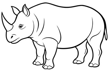 rhinoceros silhouette line art vector illustration with a white background