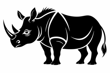 rhinoceros silhouette line art vector illustration with a white background