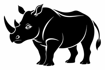 rhinoceros silhouette line art vector illustration with a white background